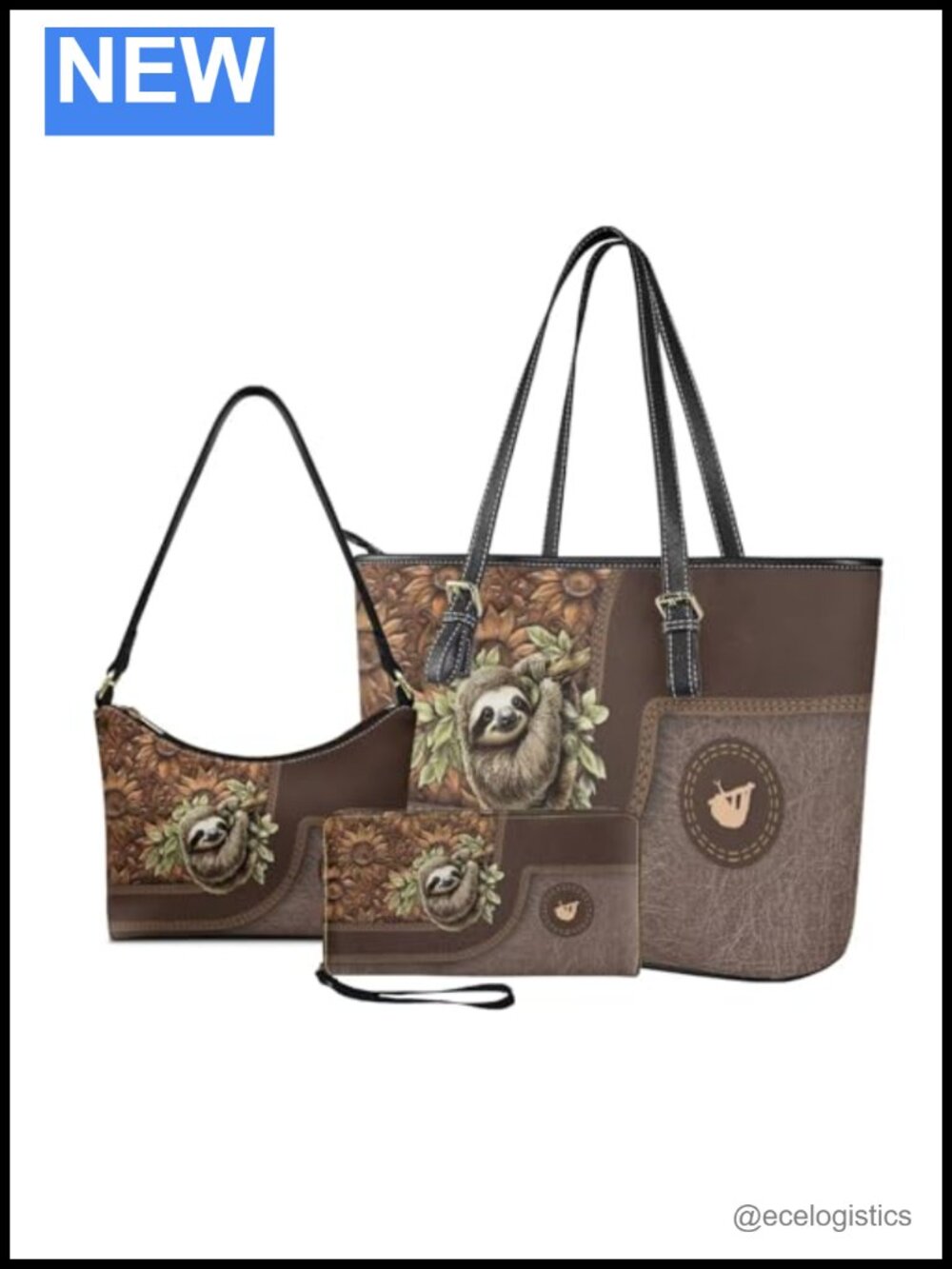 Waterproof PU Leather Tote Handbag Set 3pcs with Wallet for Work Shoulder Bag
